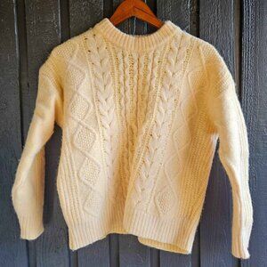 Raina Cable Yellow Irish Knit Wool Sweater from Simple Retro